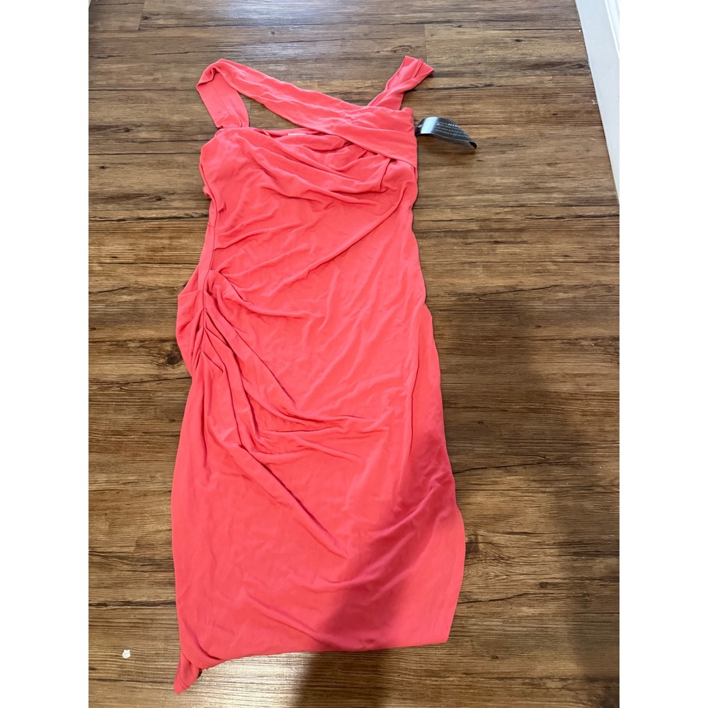 Halston Heritage Tulip One Shoulder Draped Midi Dress Women's L NWT $395
